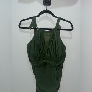 Olive Green One Piece Swimsuit